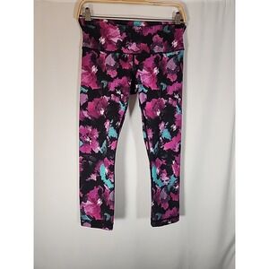 Lululemon Wunder‎ Under Crop III Leggings Midnight Bloom Women's Size 6